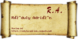 Ráduly Adrián névjegykártya